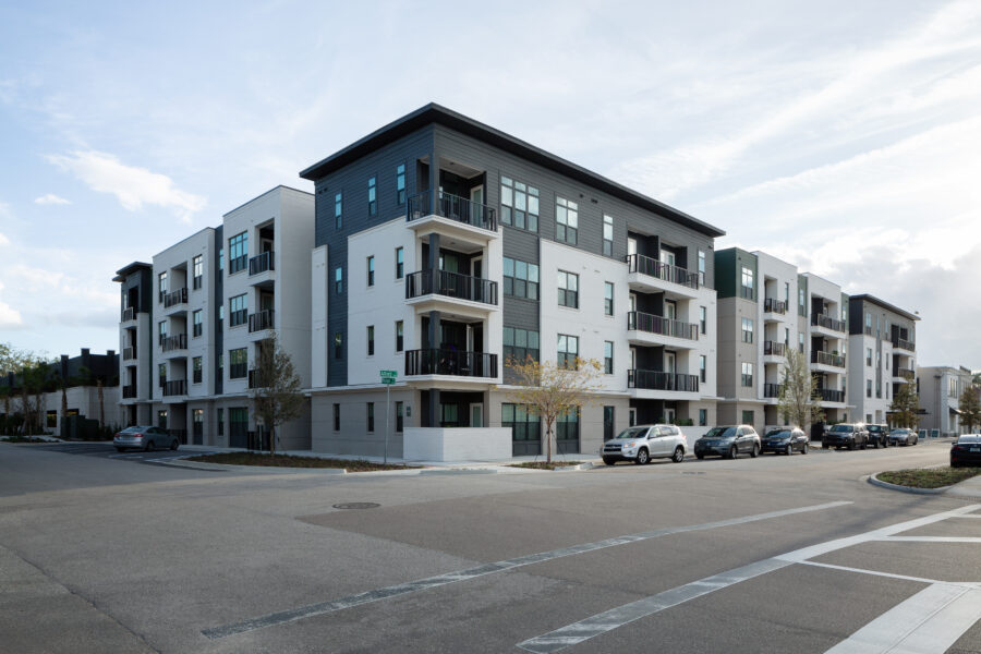 Side view of the apartment building.