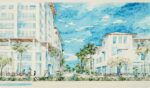 water color illustration of kings landing project in fort pierce florida