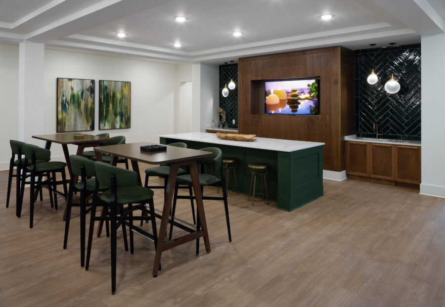 Inside of apartment lobby