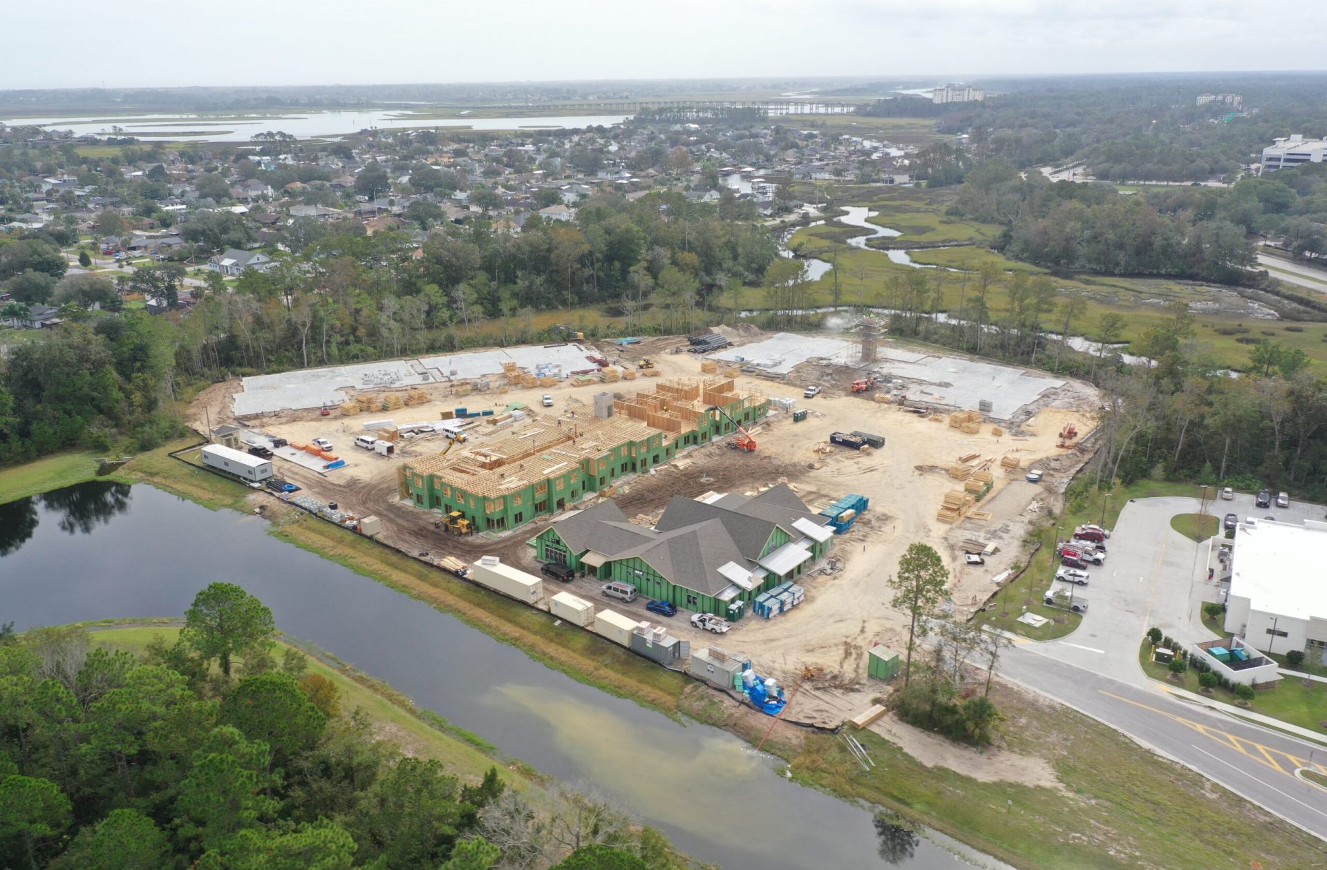 Olea Beach Haven aerial progress photo