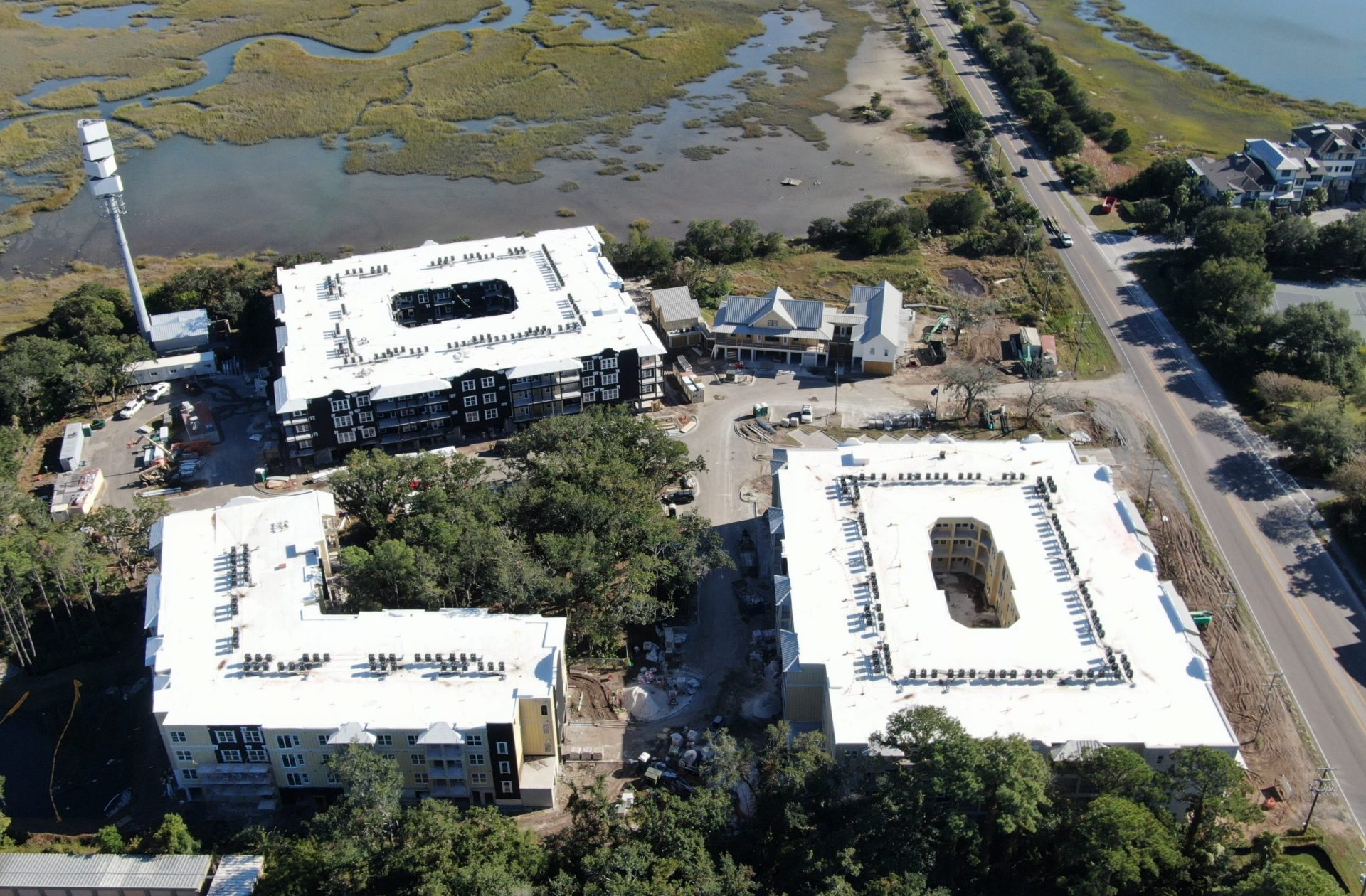 aerial view of construction site Atlantic Beach House